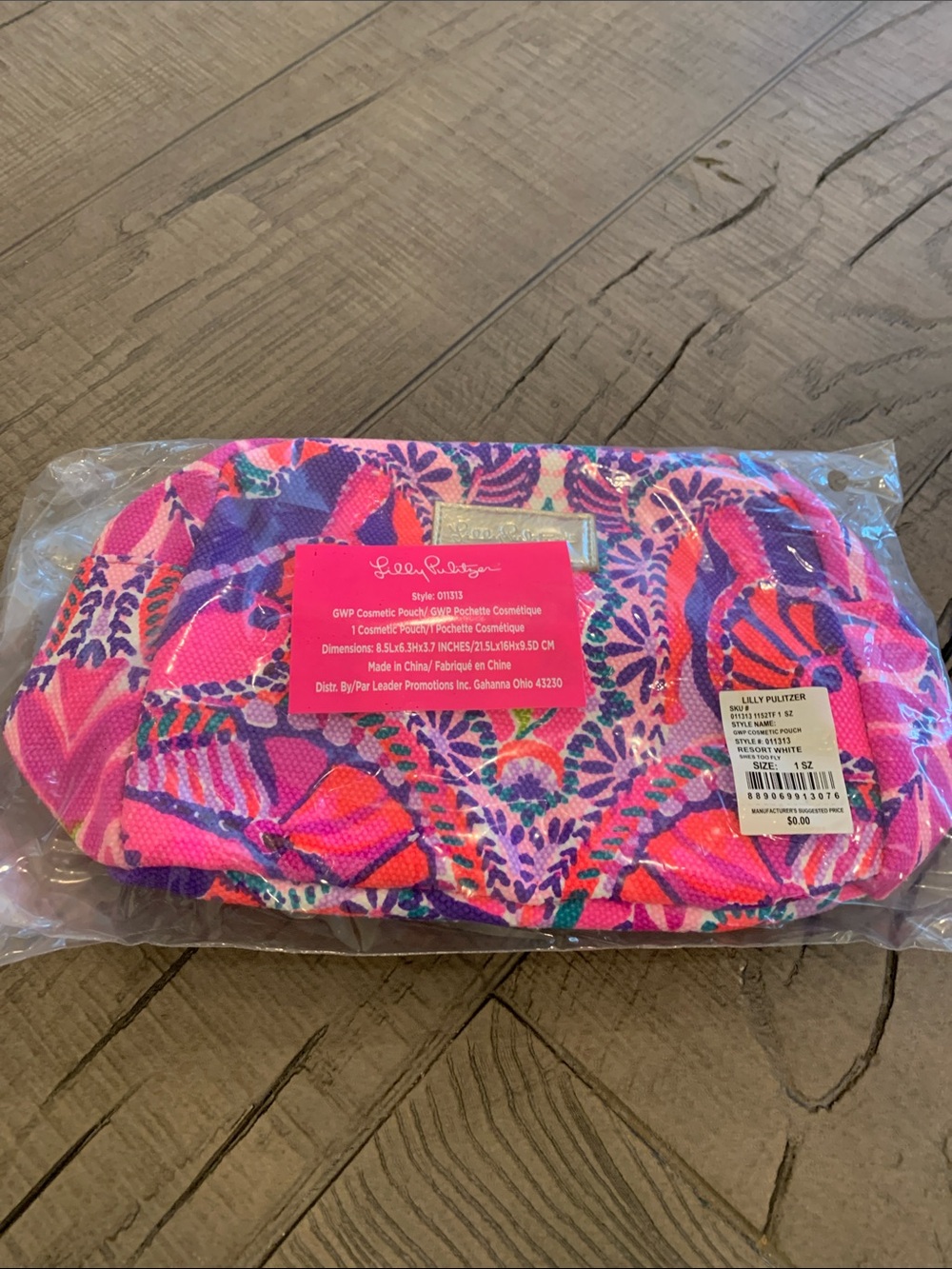 Lilly Pulitzer Hot Pink & Purple Tropical Cosmetic Pouch